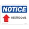 Signmission OSHA Notice, 5" Height, Restrooms Up Arrow Sign With Symbol, 7" X 5", Landscape OS-NS-D-57-L-18096 - alternate 1